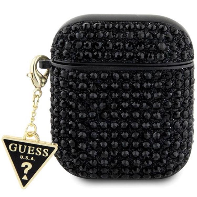 Guess Guess AirPods 1/2 Skal Rhinestone Triangle Charm - Svart