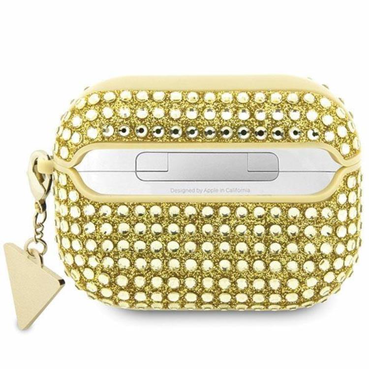 Guess Guess AirPods Pro 2 Skal Rhinestone Triangle Charm - Guld