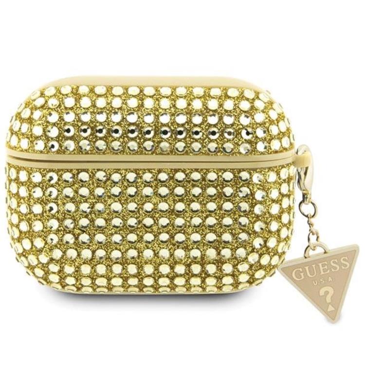 Guess Guess AirPods Pro 2 Skal Rhinestone Triangle Charm - Guld