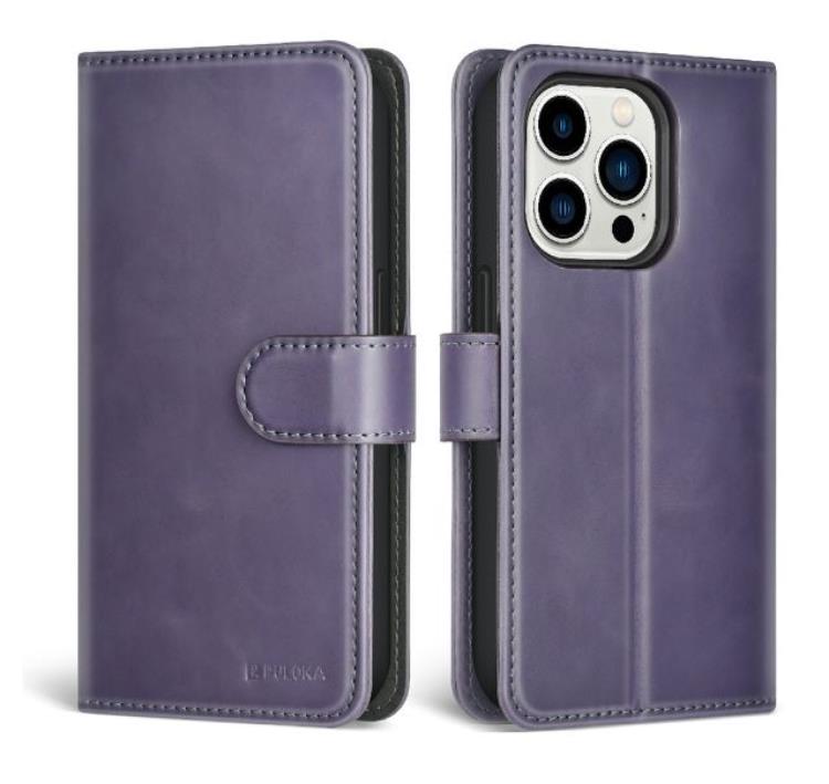 PULOKA Puloka iPhone 14 Pro Max Plånboksfodral Magsafe 2in1 - Lila