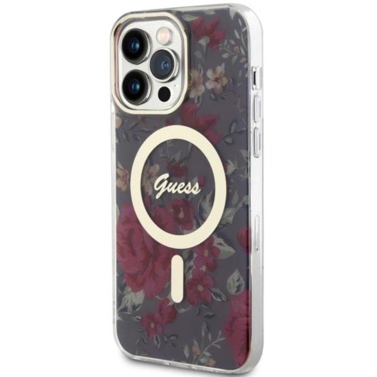 Guess Guess Mobilskal till iPhone 14 Pro Max MagSafe Flower - Grön