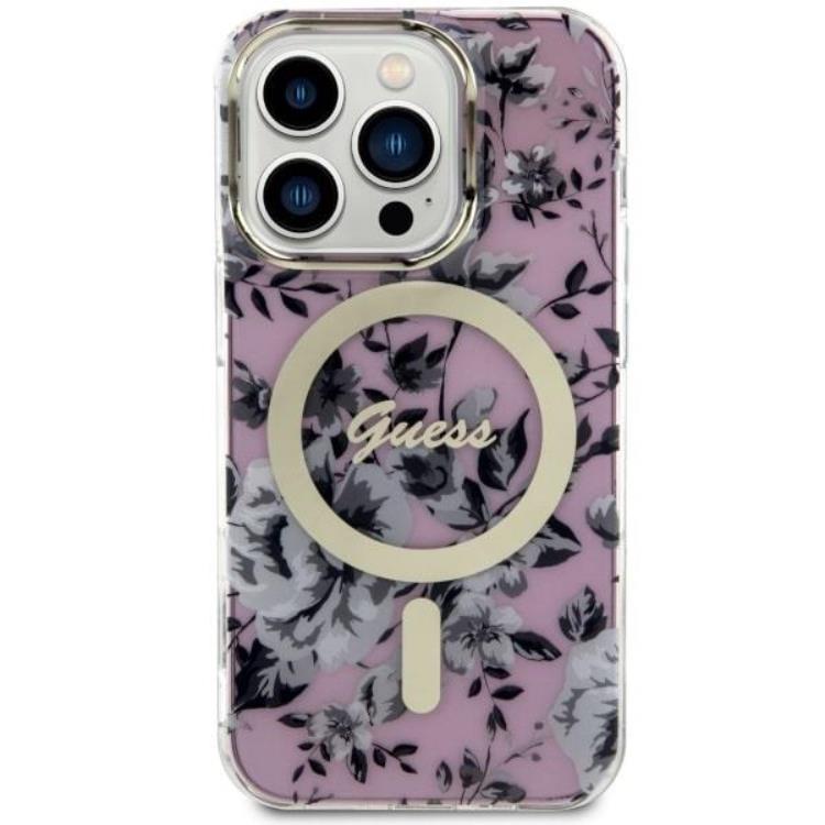 Guess Guess Mobilskal till iPhone 14 Pro Max MagSafe Flower - Rosa