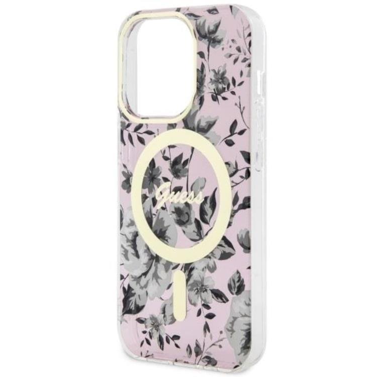 Guess Guess Mobilskal till iPhone 14 Pro Max MagSafe Flower - Rosa