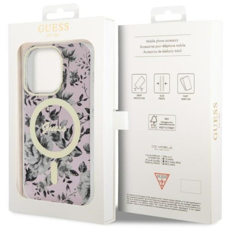 Guess Guess Mobilskal till iPhone 14 Pro Max MagSafe Flower - Rosa