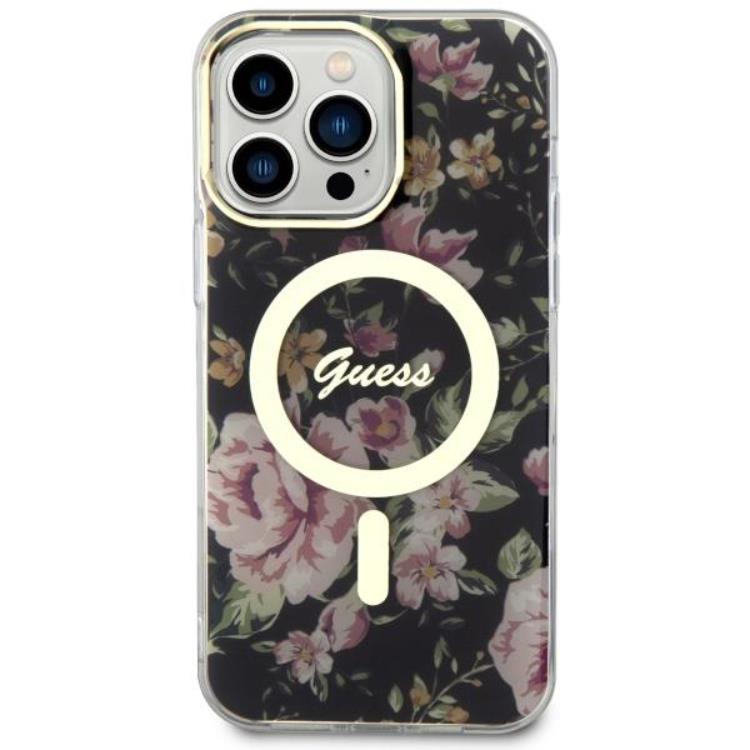 Guess Guess Mobilskal till iPhone 14 Pro Max MagSafe Flower - Svart