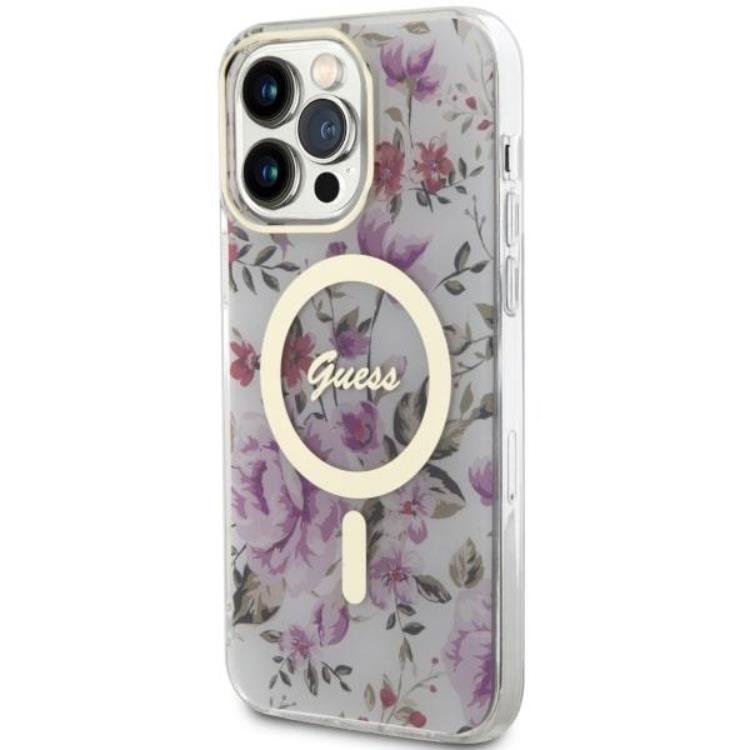 Guess Guess Mobilskal till iPhone 14 Pro Max MagSafe Flower - Transparent