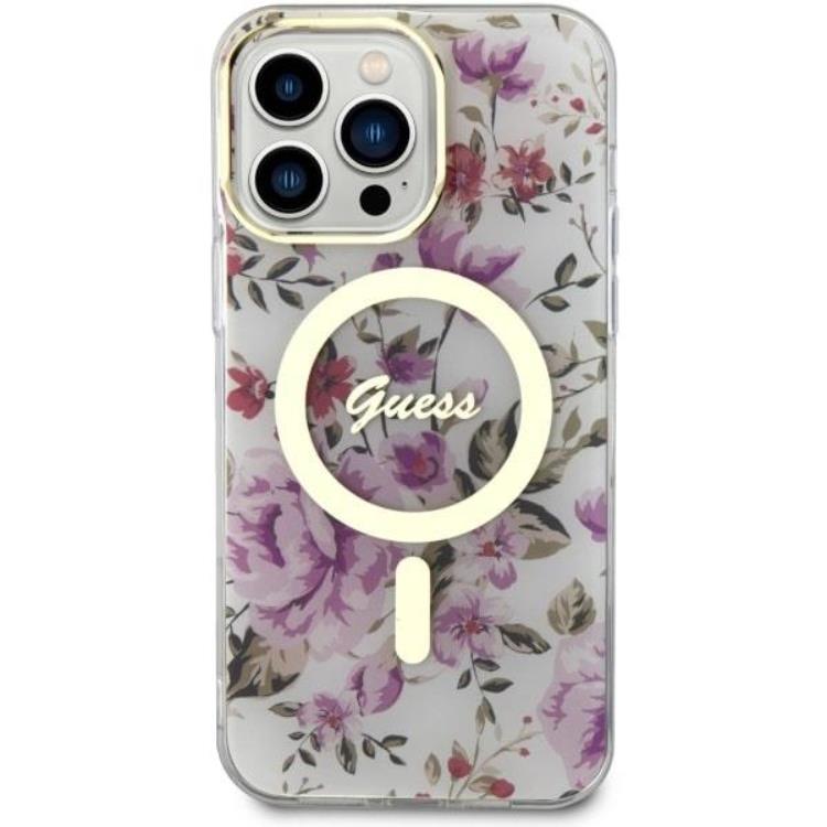 Guess Guess Mobilskal till iPhone 14 Pro Max MagSafe Flower - Transparent