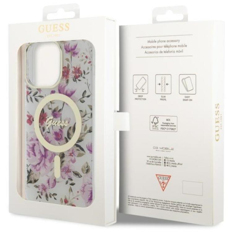 Guess Guess Mobilskal till iPhone 14 Pro Max MagSafe Flower - Transparent