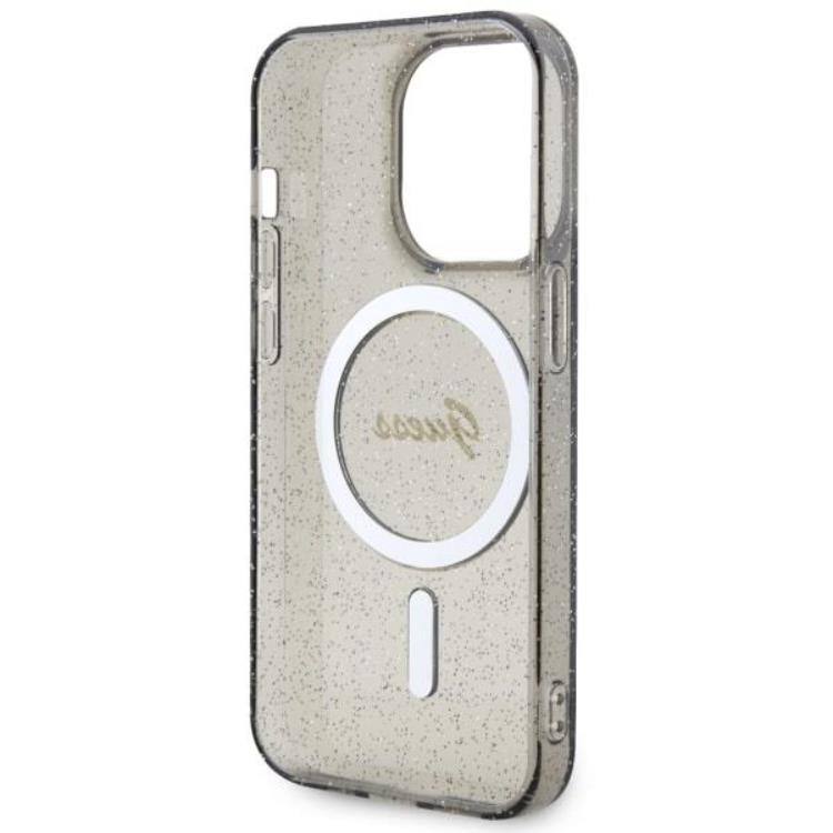 Guess Guess Mobilskal till iPhone 14 Pro Max MagSafe Glitter Guld - Svart