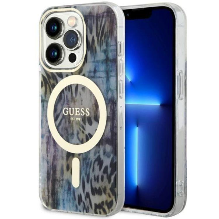 Guess Guess Mobilskal till iPhone 14 Pro Max MagSafe Leopard - Blå