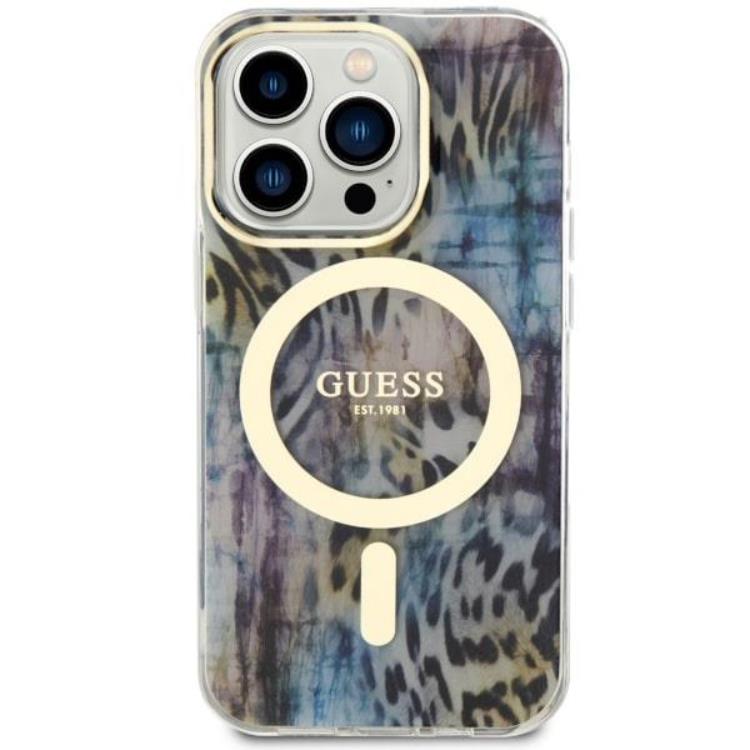 Guess Guess Mobilskal till iPhone 14 Pro Max MagSafe Leopard - Blå
