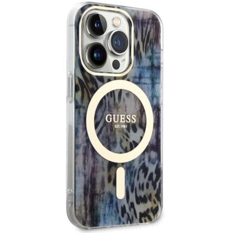 Guess Guess Mobilskal till iPhone 14 Pro Max MagSafe Leopard - Blå