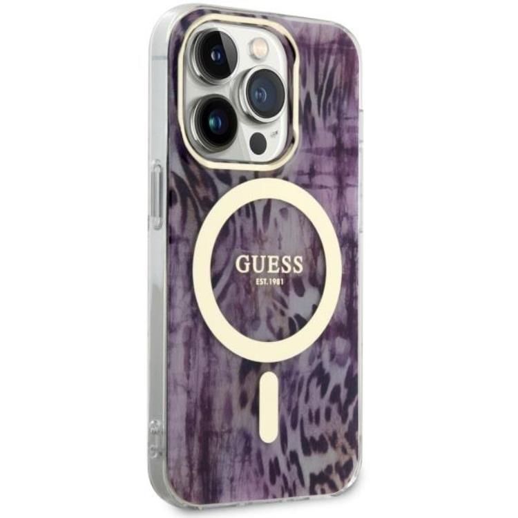 Guess Guess Mobilskal till iPhone 14 Pro Max MagSafe Leopard - Rosa