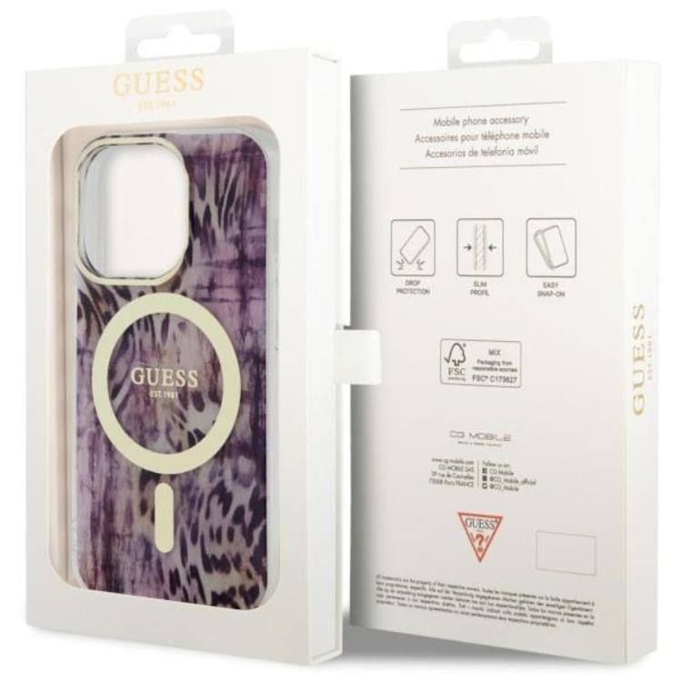 Guess Guess Mobilskal till iPhone 14 Pro Max MagSafe Leopard - Rosa