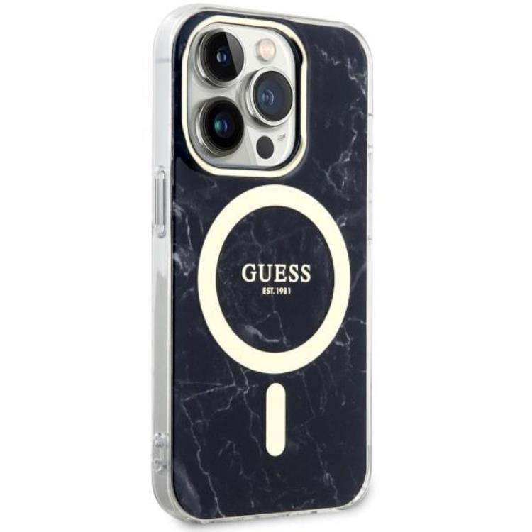 Guess Guess Mobilskal till iPhone 14 Pro Max MagSafe Marble - Svart