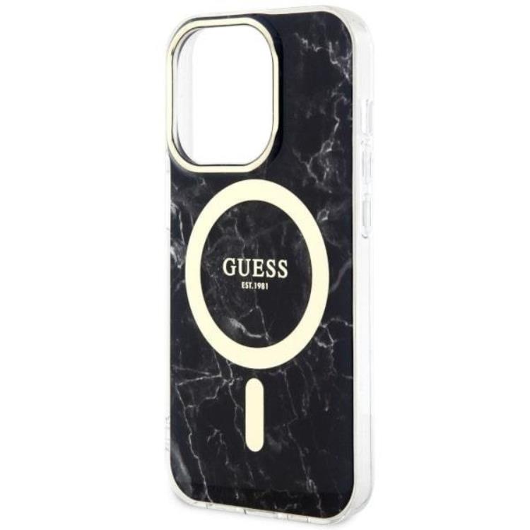 Guess Guess Mobilskal till iPhone 14 Pro Max MagSafe Marble - Svart