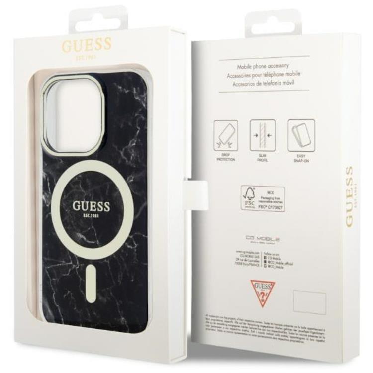 Guess Guess Mobilskal till iPhone 14 Pro Max MagSafe Marble - Svart