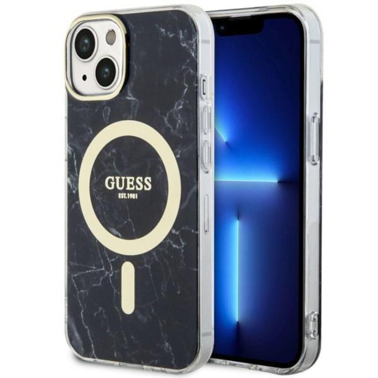 Guess Guess Mobilskal till iPhone 14 MagSafe Marble - Svart