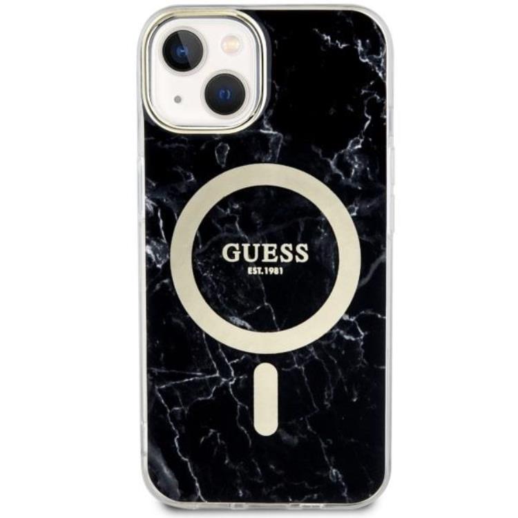 Guess Guess Mobilskal till iPhone 14 MagSafe Marble - Svart