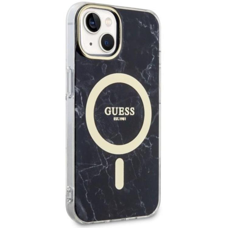 Guess Guess Mobilskal till iPhone 14 MagSafe Marble - Svart