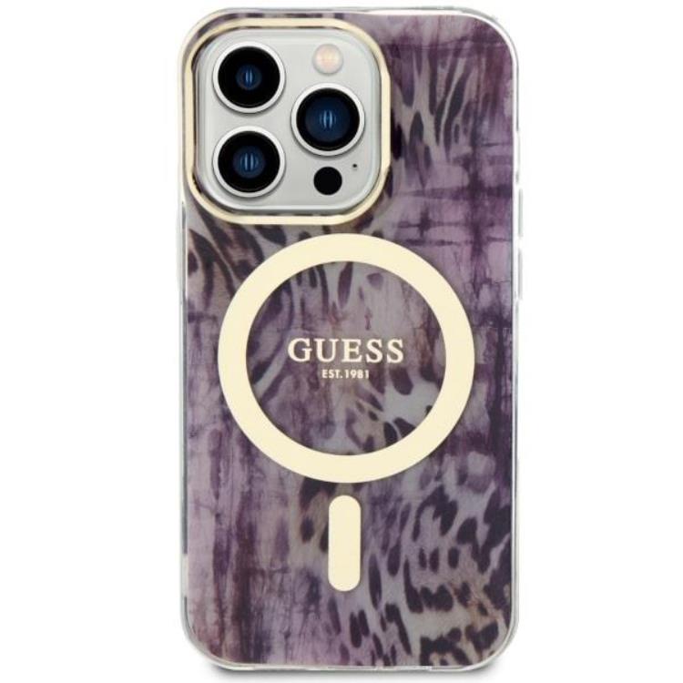 Guess Guess Mobilskal till iPhone 14 Pro MagSafe Leopard - Rosa