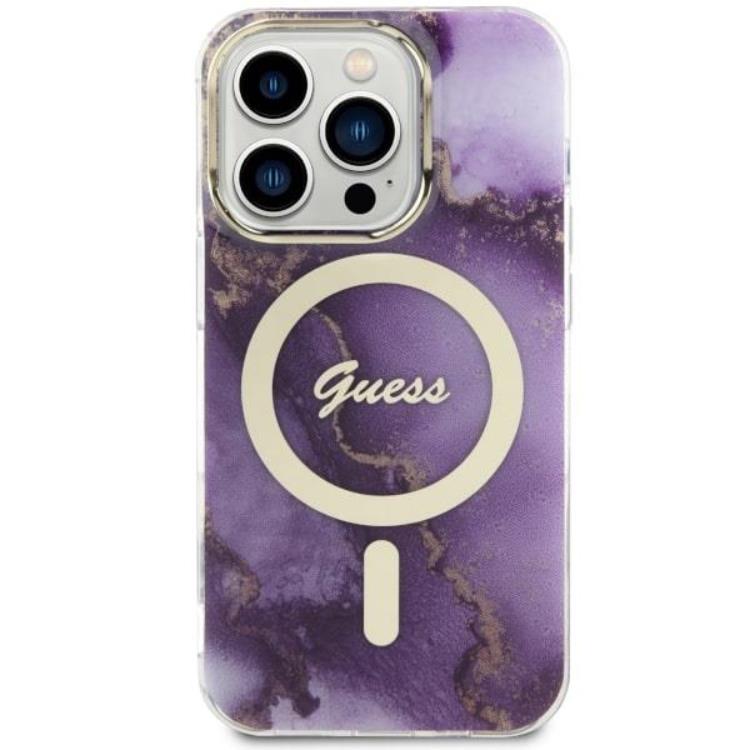 Guess Guess Mobilskal till iPhone 14 Pro MagSafe Guld Marble - Lila