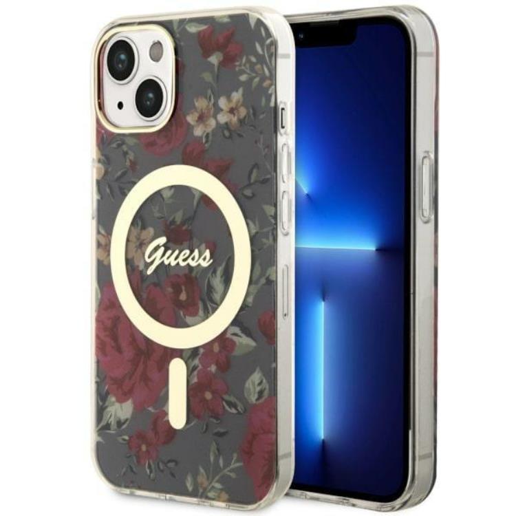 Guess Guess Mobilskal till iPhone 14 MagSafe Flower - Grön/Khaki