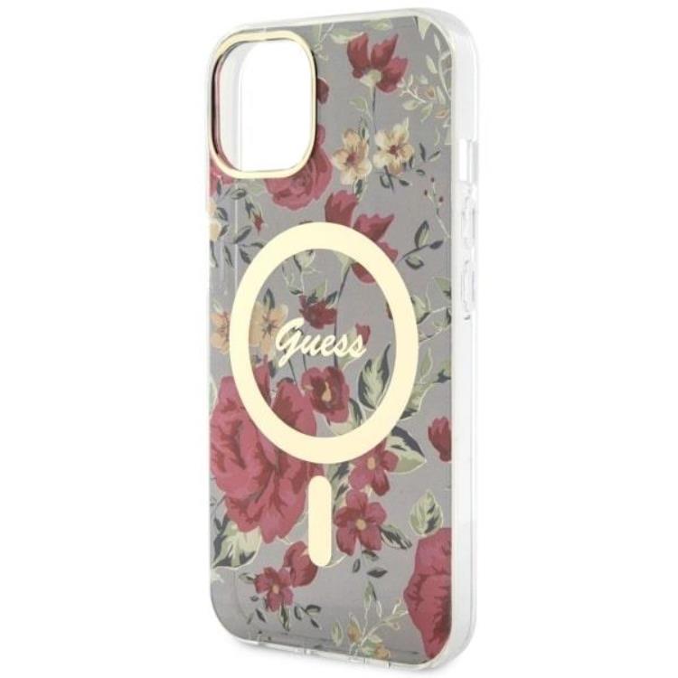 Guess Guess Mobilskal till iPhone 14 MagSafe Flower - Grön/Khaki