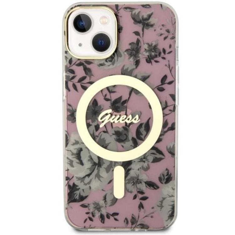 Guess Guess Mobilskal till iPhone 14 MagSafe Flower - Rosa