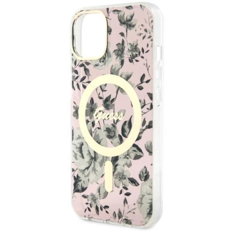 Guess Guess Mobilskal till iPhone 14 MagSafe Flower - Rosa