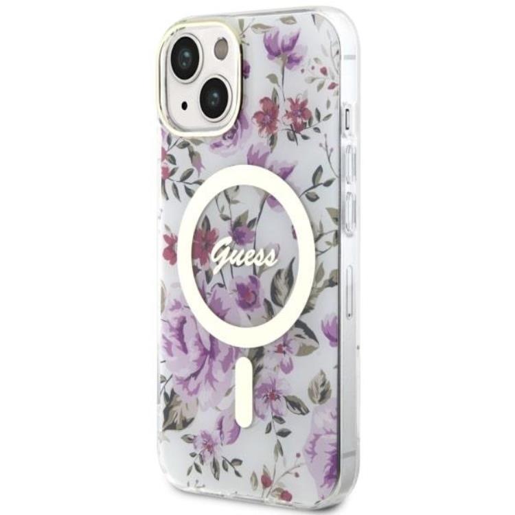 Guess Guess Mobilskal till iPhone 14 MagSafe Flower - Transparent