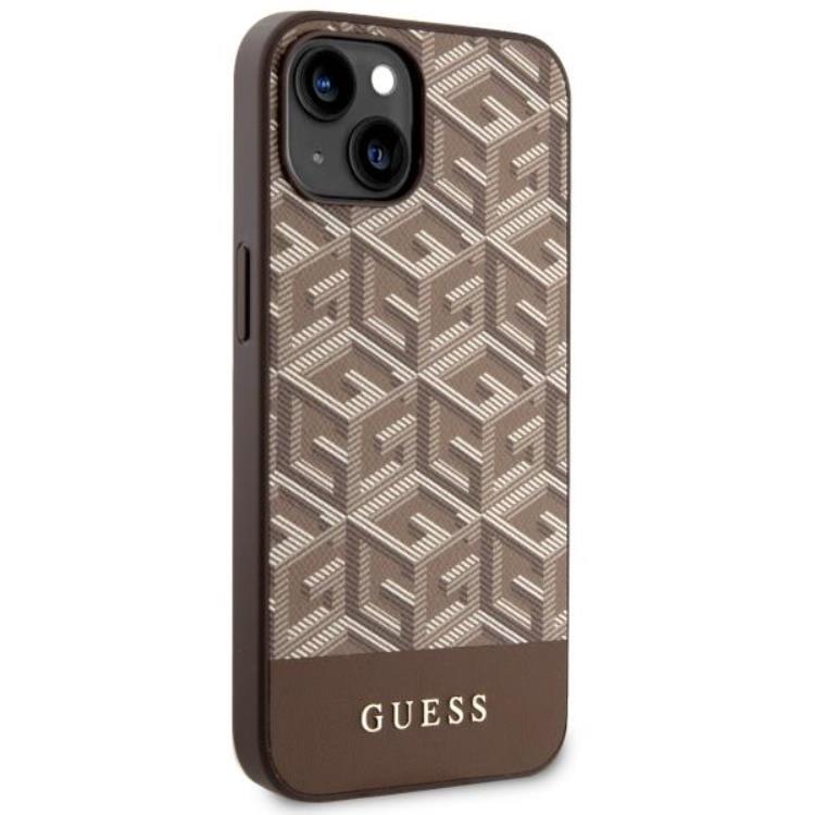 Guess Guess Mobilskal till iPhone 14 MagSafe GCube Stripes - Brun
