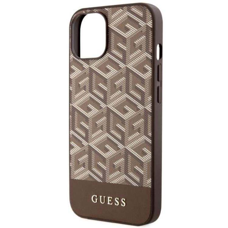 Guess Guess Mobilskal till iPhone 14 MagSafe GCube Stripes - Brun