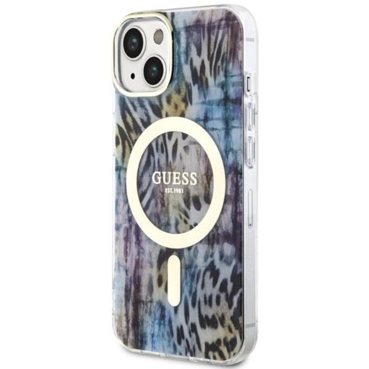 Guess Guess Mobilskal till iPhone 14 MagSafe Leopard - Blå