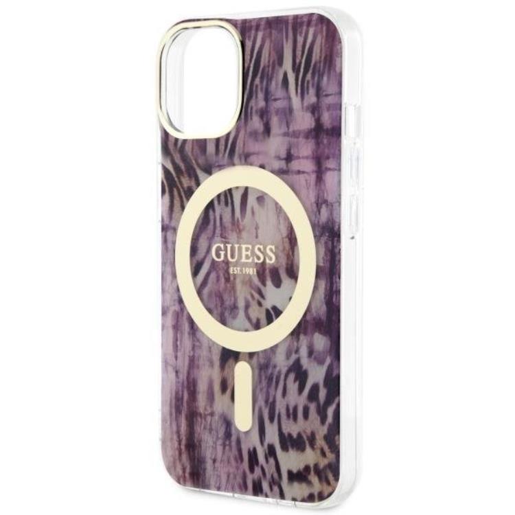 Guess Guess Mobilskal till iPhone 14 MagSafe Leopard - Rosa