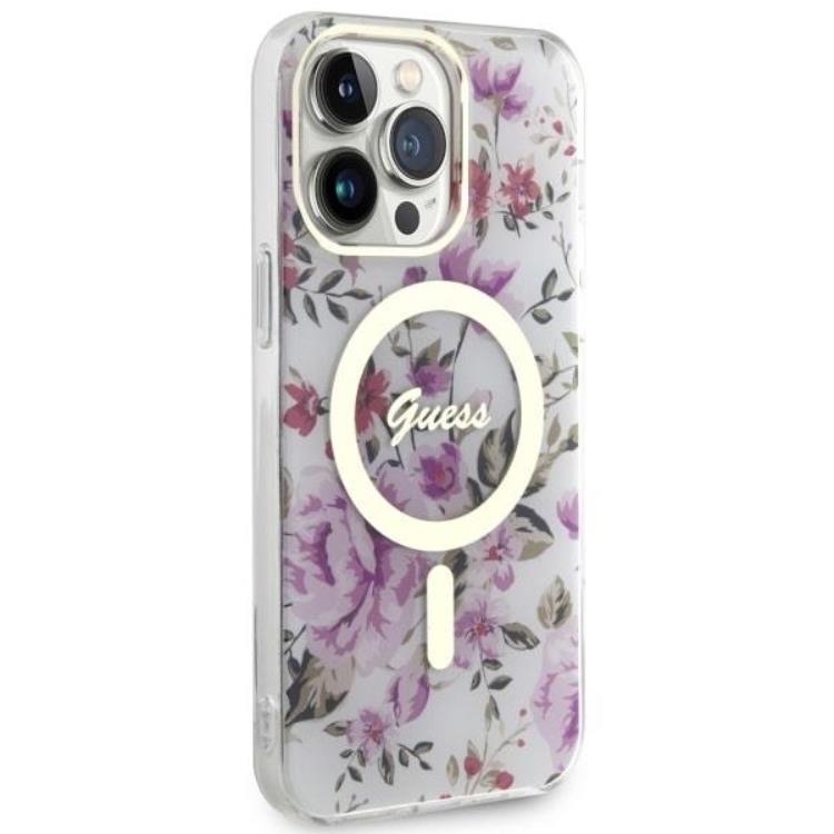 Guess Guess Mobilskal till iPhone 14 Pro MagSafe Flower - Transparent