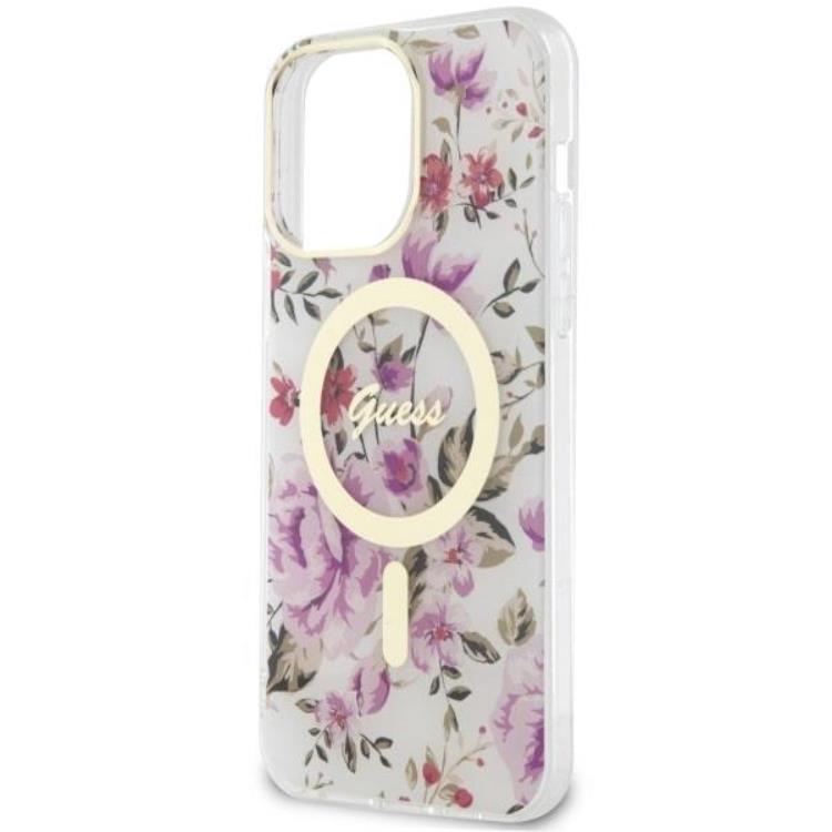 Guess Guess Mobilskal till iPhone 14 Pro MagSafe Flower - Transparent