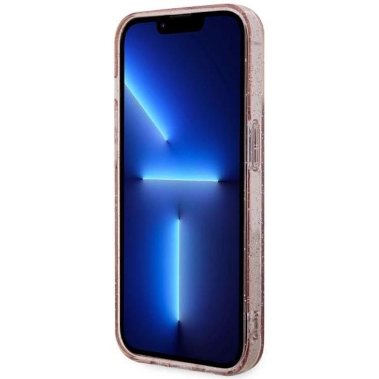 Guess Guess Mobilskal till iPhone 14 Pro MagSafe Glitter Guld - Rosa