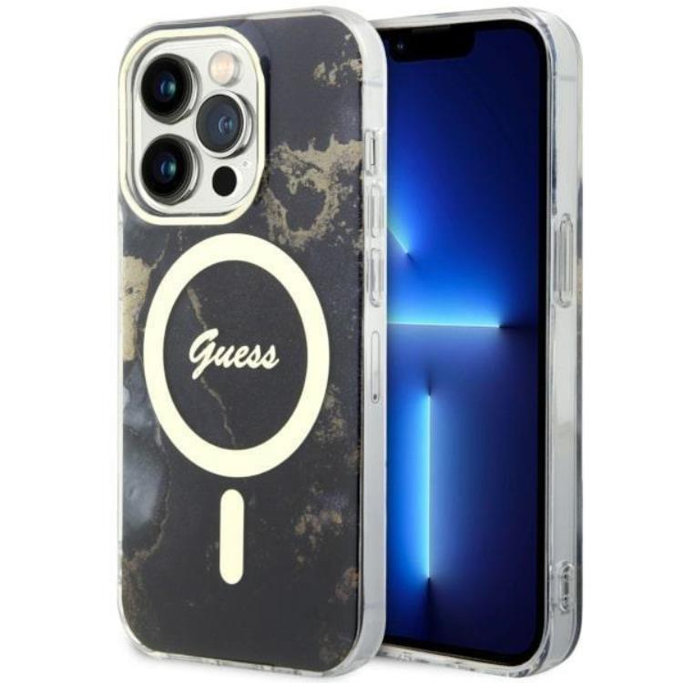 Guess Guess Mobilskal till iPhone 14 Pro MagSafe Guld Marble - Svart