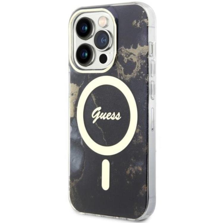 Guess Guess Mobilskal till iPhone 14 Pro MagSafe Guld Marble - Svart