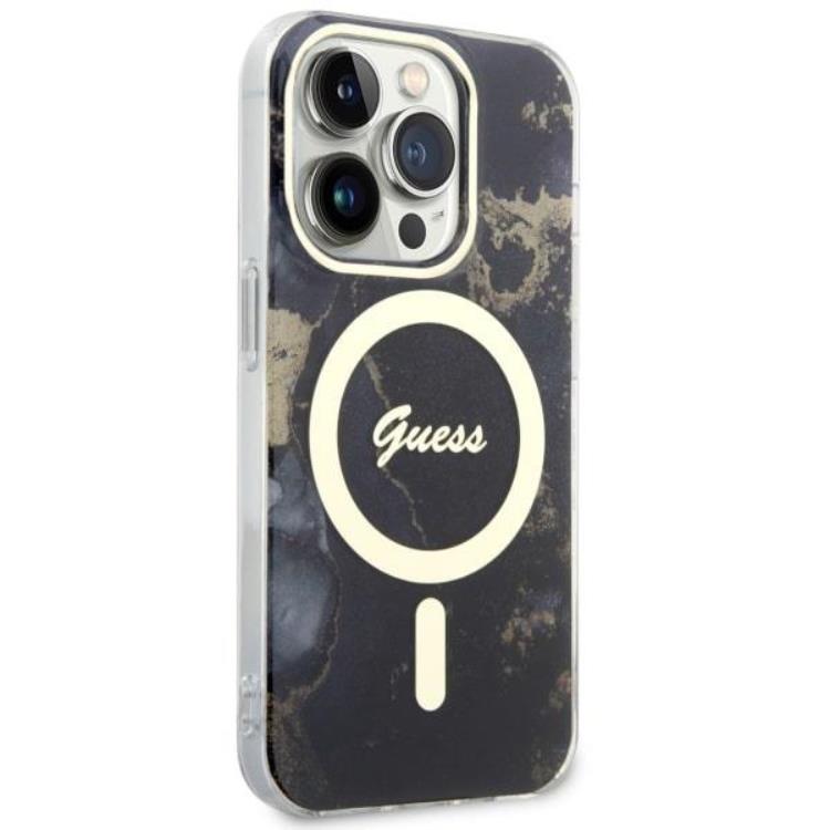 Guess Guess Mobilskal till iPhone 14 Pro MagSafe Guld Marble - Svart