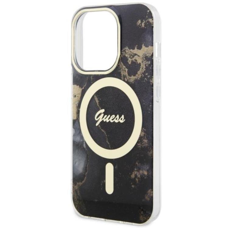Guess Guess Mobilskal till iPhone 14 Pro MagSafe Guld Marble - Svart