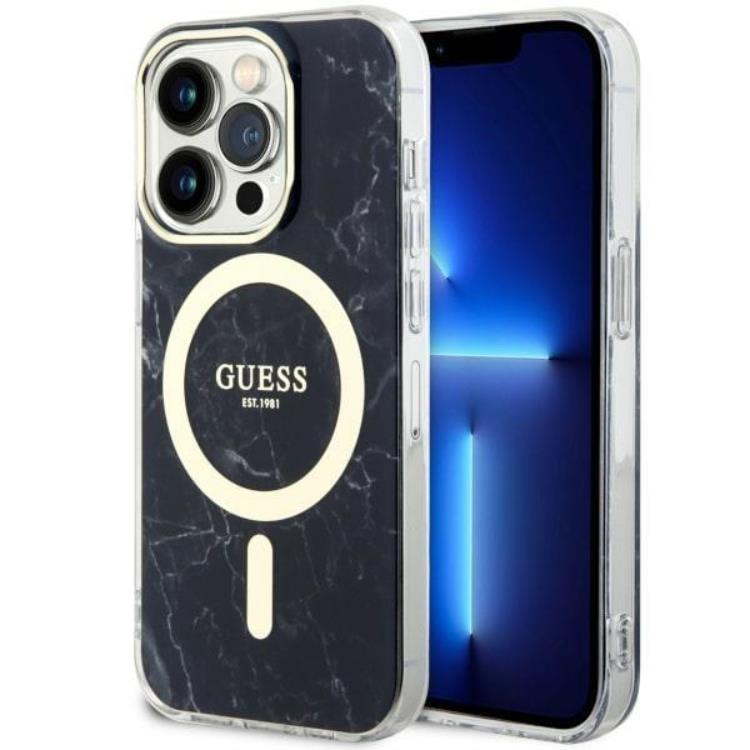 Guess Guess Mobilskal till iPhone 14 Pro MagSafe Marble - Svart