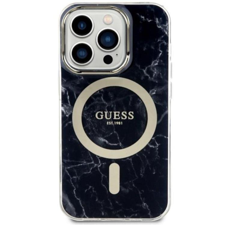 Guess Guess Mobilskal till iPhone 14 Pro MagSafe Marble - Svart