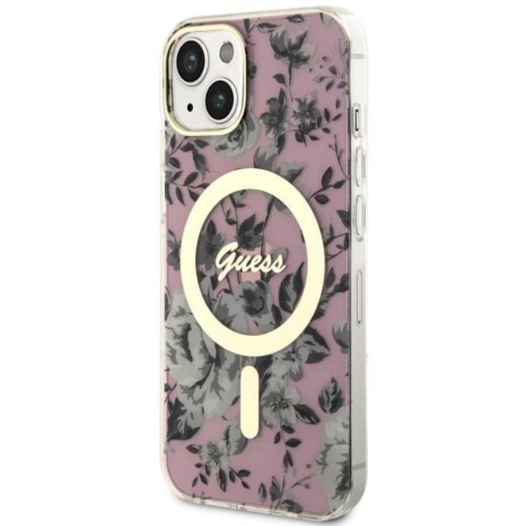 Guess Guess Mobilskal till iPhone 14 Plus MagSafe Flower - Rosa