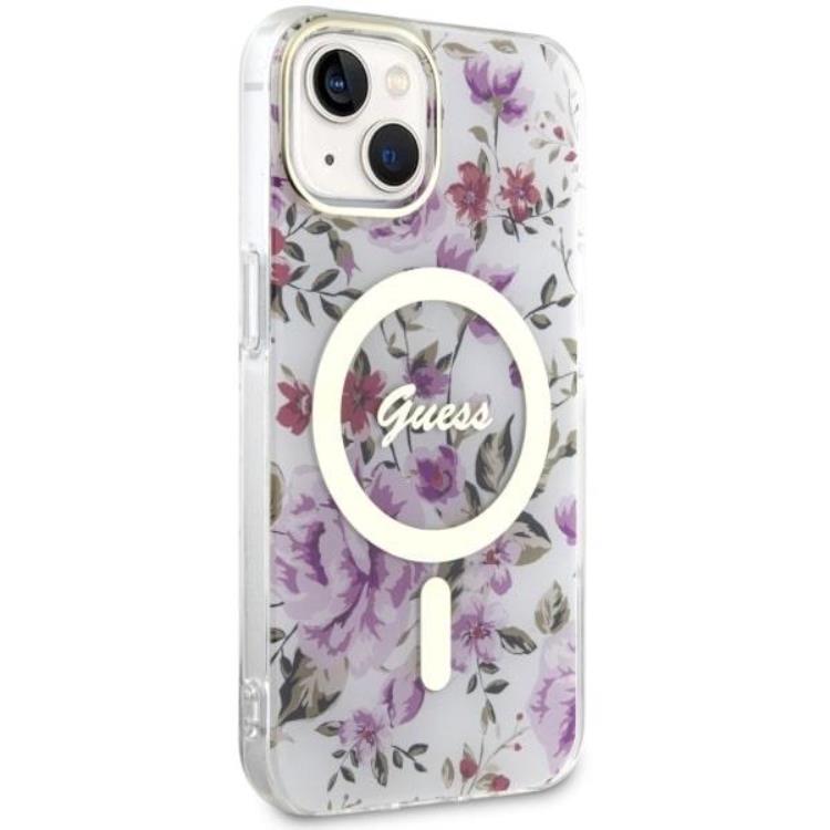 Guess Guess Mobilskal till iPhone 14 Plus MagSafe Flower - Transparent