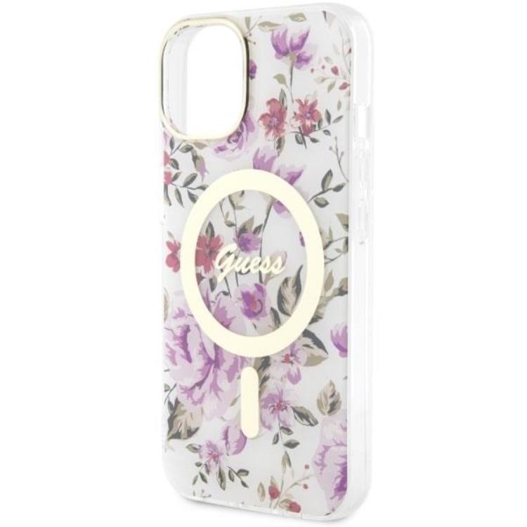 Guess Guess Mobilskal till iPhone 14 Plus MagSafe Flower - Transparent