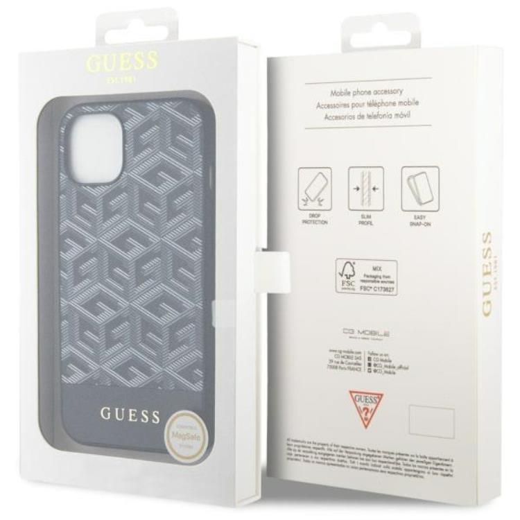 Guess Guess Mobilskal till iPhone 14 Plus MagSafe GCube Stripes - Svart