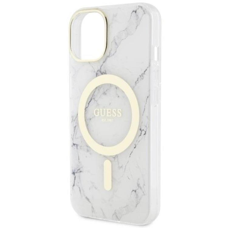 Guess Guess Mobilskal till iPhone 14 Plus MagSafe Marble - Vit