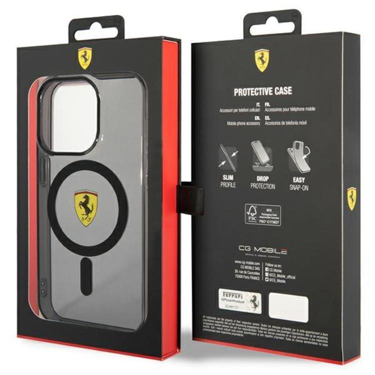 Ferrari Ferrari Mobilskal till iPhone 14 Pro Max Magsafe Translucent - Svart